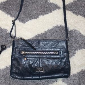 Fossil Navy Blue Leather Crossbody
